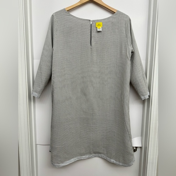 Roller Rabbit Reversible Stone Gray & Stripe 100% Linen Emiko Sheath Dress - Picture 8 of 9